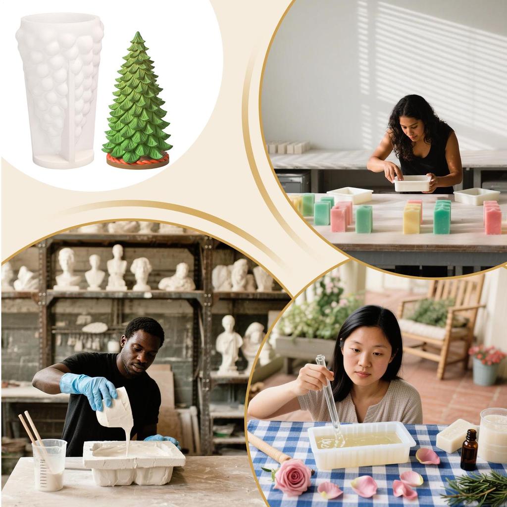 Christmas Tree Aromatherapy Candle Mold DIY Christmas Tree Decoration Ornament Crafting Tools Christmas Tree Candle Gypsum Mold