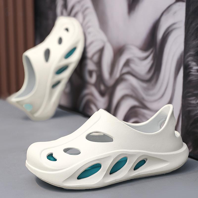 

Мужские летние дышащие повседневные сандалии-дырки, легкие пляжные туфли, мужские тапочки-сандалии, мужские сандалии с закрытым носком 45