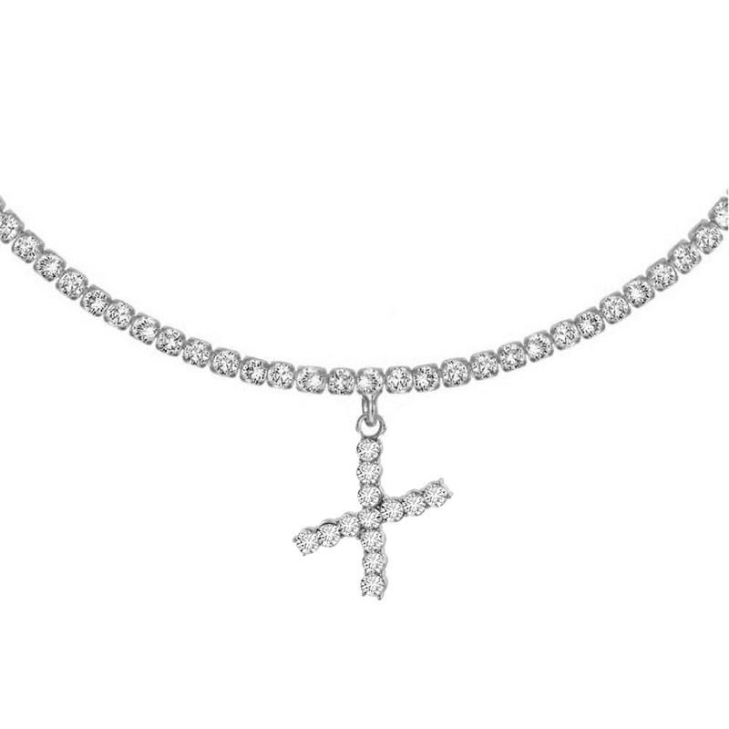 26 English Letters Rhinestone Necklace for Women Ladies Fashion Clavicle Chain