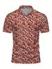 Men's Short Sleeve Polo Shirt with Flat Digital Print Pattern - No Texture