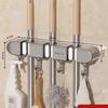 Heavy Duty Metal Mop & Broom Holder with Adjustable Hooks, Wall-Mounted Storage Organizer for Home, Kitchen, Garden, Laundry