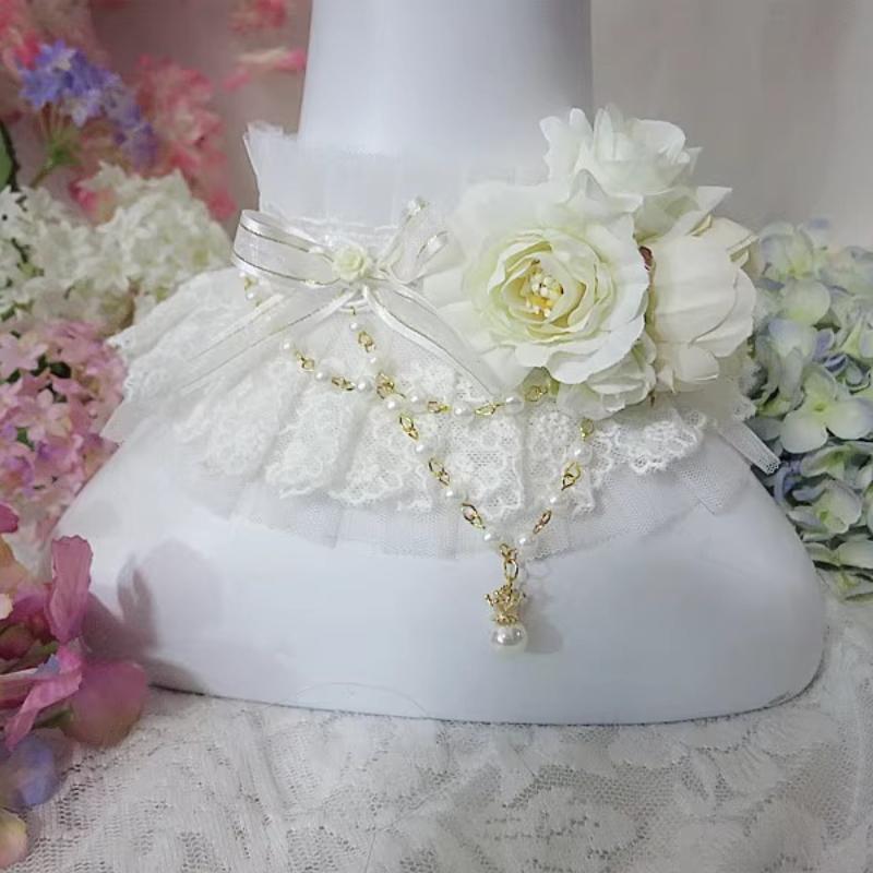 Lolita Original Fairy Gorgeous Chokers Flower Wedding Versatile Lolita Bow Lace Necklace Collar Neck Accessories