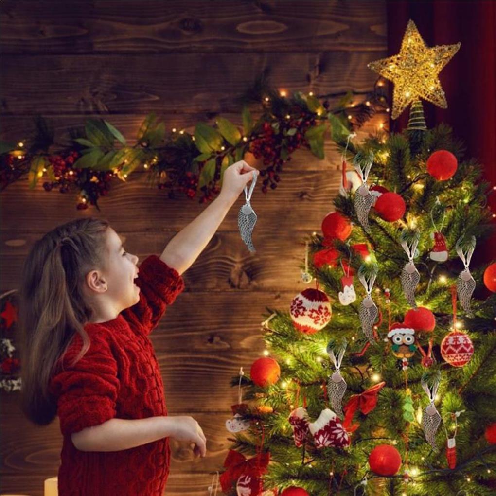 Christmas Tree Angel Wing Festival Adornment Metal DIY DIY Pendant Hanging Decor Holiday Room Pendant Prop Blessing Adornments
