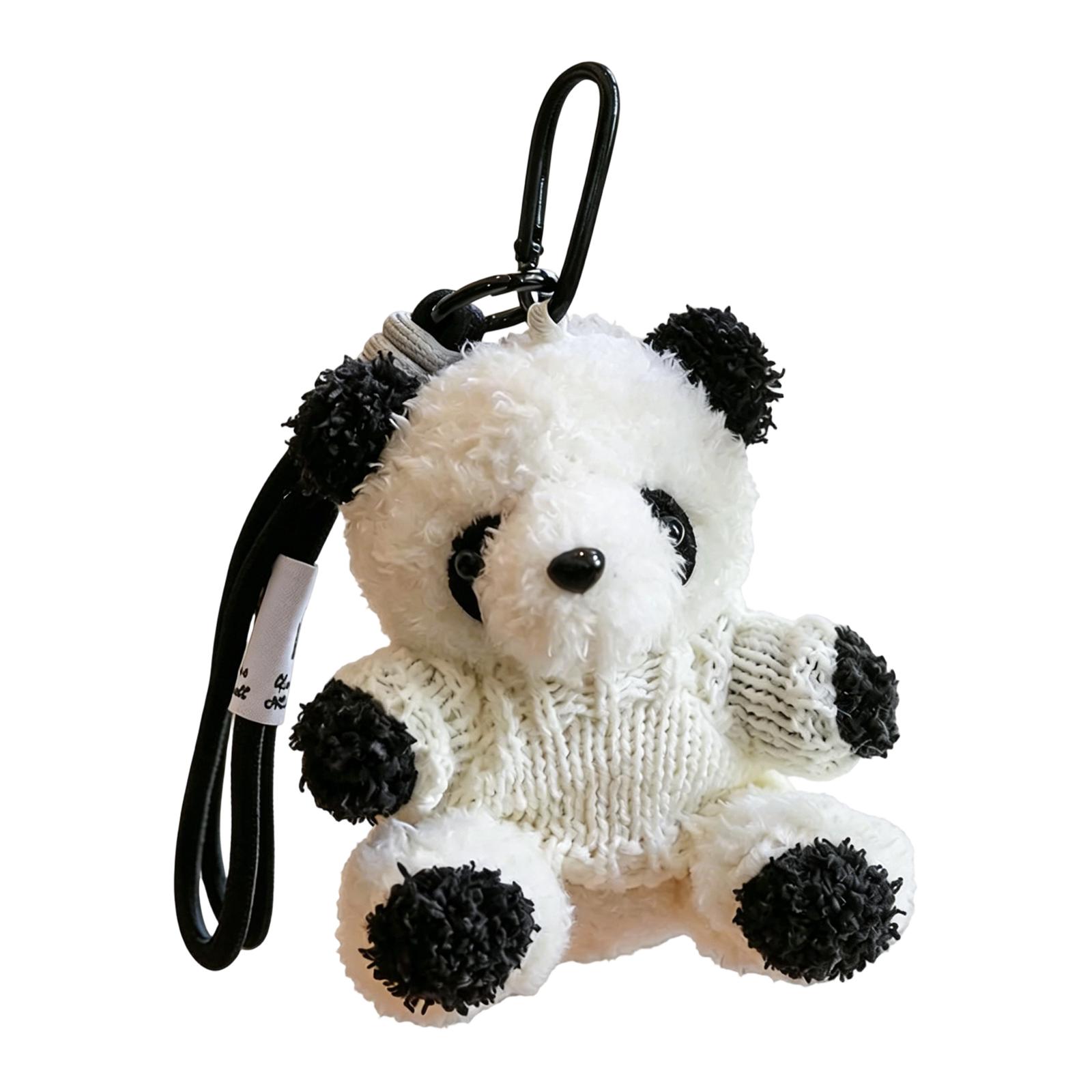 

Plush Stuffed Bear Keychain Soft Toy with Knit Sweater and Clip Attachment for Bag or Backpack Accessory and Decoration One Size білий
