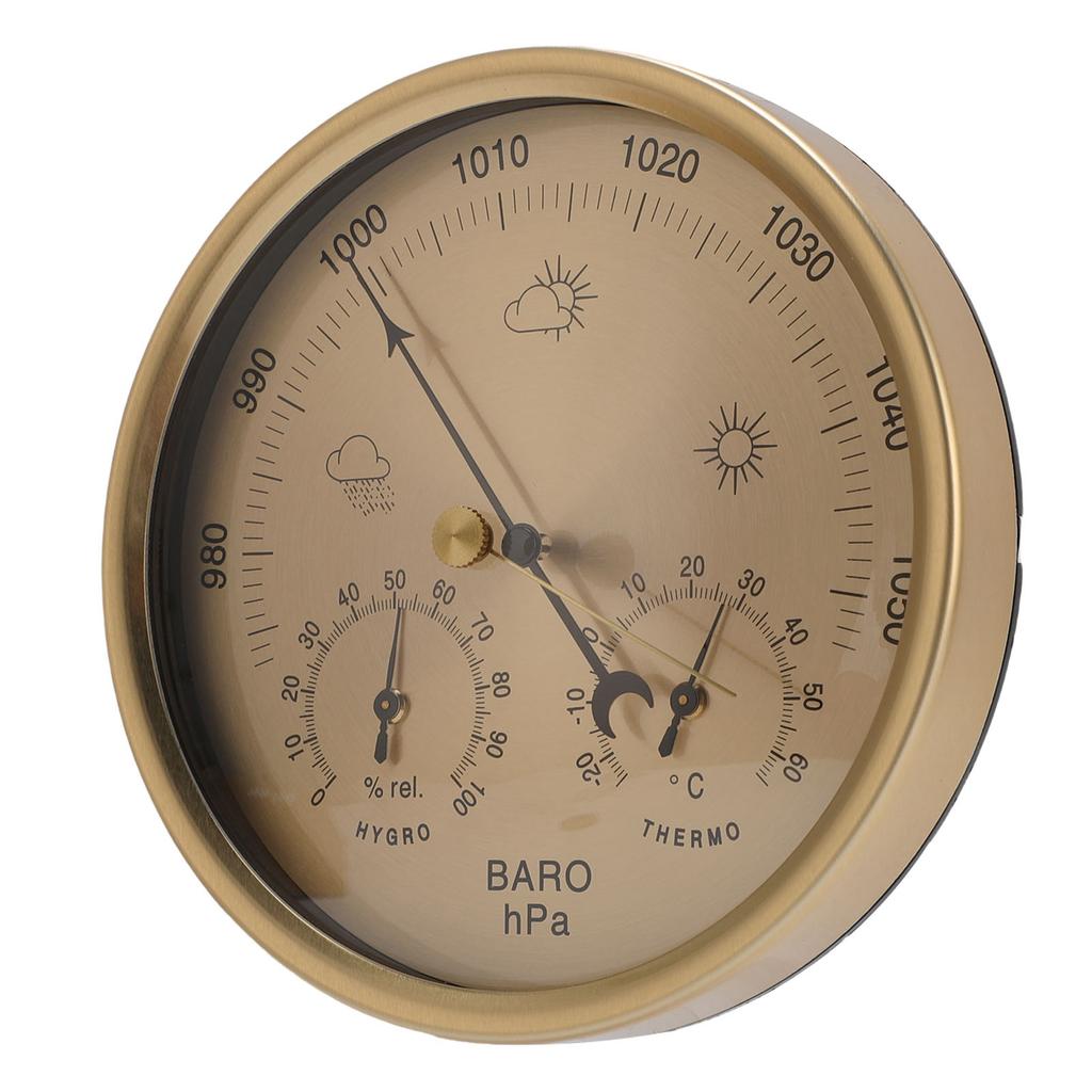 Barometr Higrometr Termometr 3 w  Wiszący na ścianie Złota tarcza Stacja prognozy pogody do domu i biura 130 mm