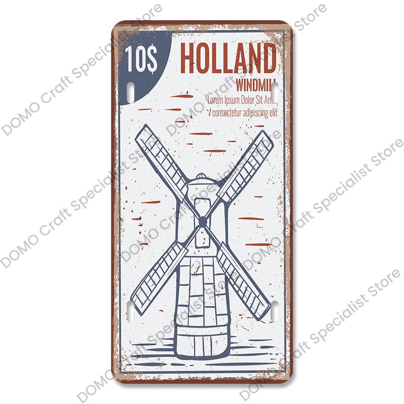 Nasjonalt landemerke Plakat Bilskilt Retro Frankrike New York Australia Metallblikkskilt Veggdekor Garasje Bilklubb