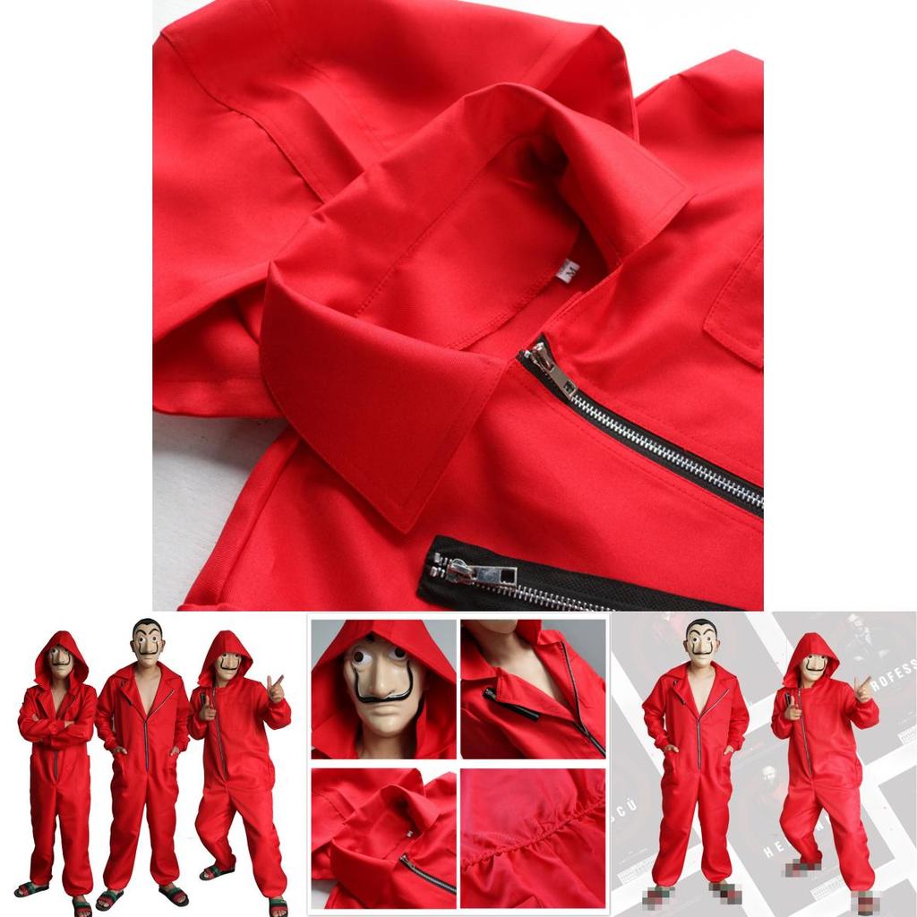 Salvador Dali Money Heist Cosplay Costume For Adults In Stylish Red Jumpsuit Design