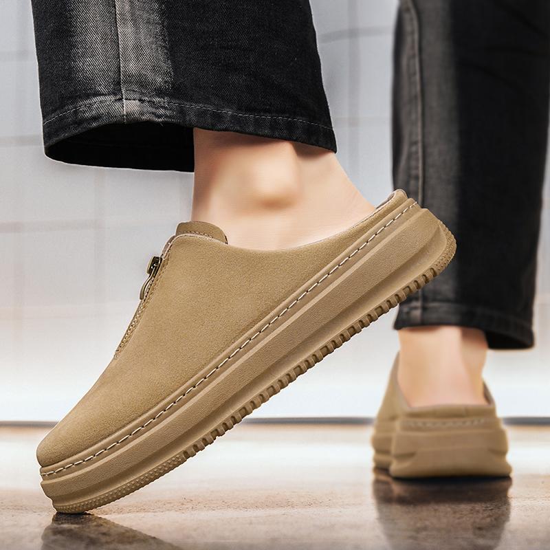 

2026 New Niche Trend Fashion Low Top Casual Personality High-end Feeling Thick Bottom Baotou Lazy Half Slippers 39 хакі