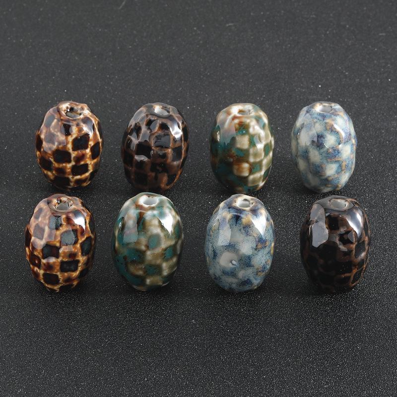 Ceramic Hammer Pendant Necklace with Large Hole Beads - Handmade DIY Jewelry Accessory.