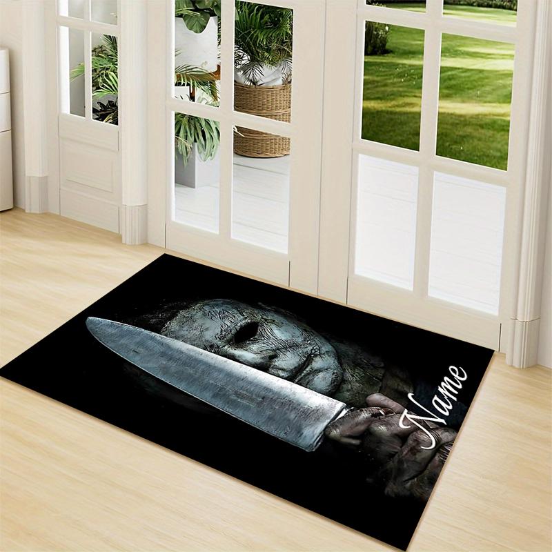 Custom Name Knife Dark Carpet Rug Customizable Soft Washable Anti-Slip Home Living Room Sofa Mats Personalized Rug. 0909105