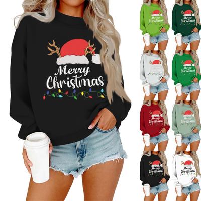 Women's Casual Fashion Round Neck Long Sleeve Christmas Printed Sweatshirt