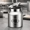 Sealed Food Container with Measuring Cup dampnessResistant ClampLid Stainless Steel Storage Jar