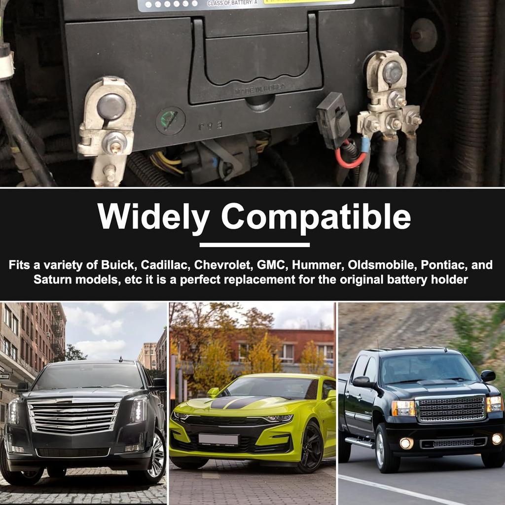 Base Clamp Battery Hold Down, Battery Hold Down with 304 Stainless Steel Bolt Kit, Compatible with Select