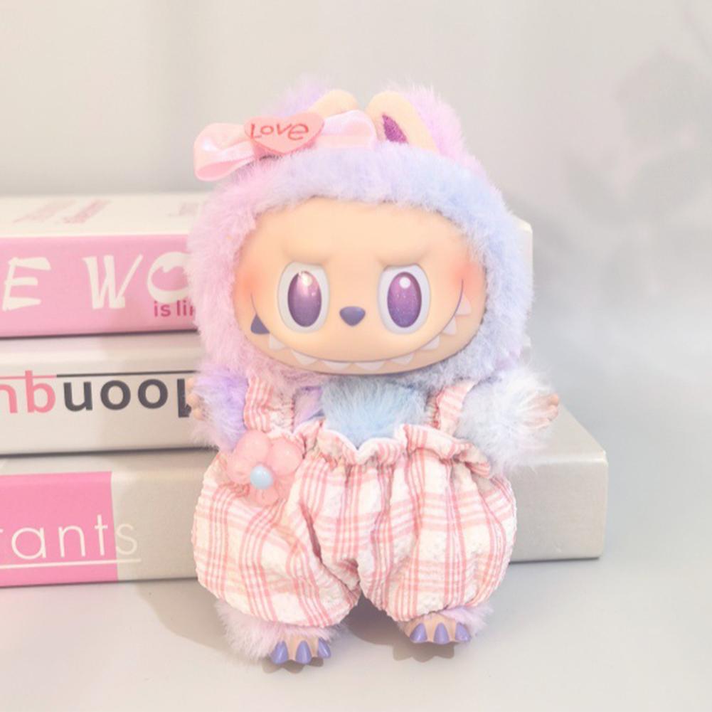 For 17cm Labubu Doll Clothes Fashion Clothes Overalls Jumpsuit Doll Clothes Color Match Hair Clip Dolls Accessories Cute Decoration Little Clothes