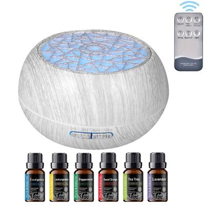 Diffuser For Home Family Sized 550ml Ultrasonic Diffuser Wood Grain Design Remote Operation 7 LED Mood Lights + 6 Essential