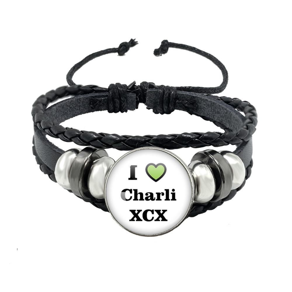 Album BRAT Charli XCX Kreatives Schwarzes Seil Knopf Glas Cabochon Lederarmband Schmuck Charme Fans Geschenk