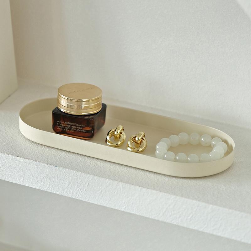 Plateau Ovale Nordique Plateau Empilable Plateaux de Rangement Décoratifs Plateau d'Exposition pour Desserts Fruits Bijoux Organisateur de Cuisine Accessoires de Photographie