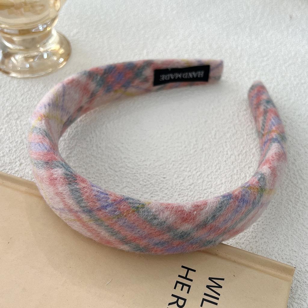 3 Cm Autumn Winter Woolen Plaid Sponge Padded Hairband Headband Adult Hair Accessories Hair Jewley