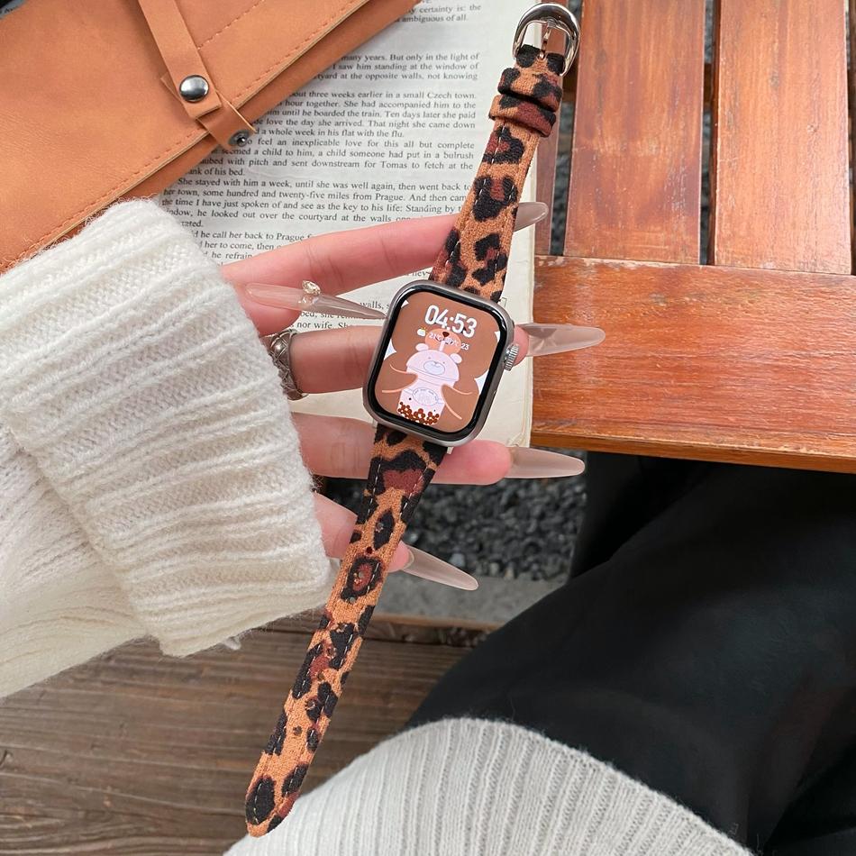 

Woman Leopard Print Leather Strap For Apple Watch Band S11/10/9/8/7/SE/Ultra IWatch 49/46/45/44/42/41/40/38mm High-end Bracelet 38 40 41(S11 10)42MM