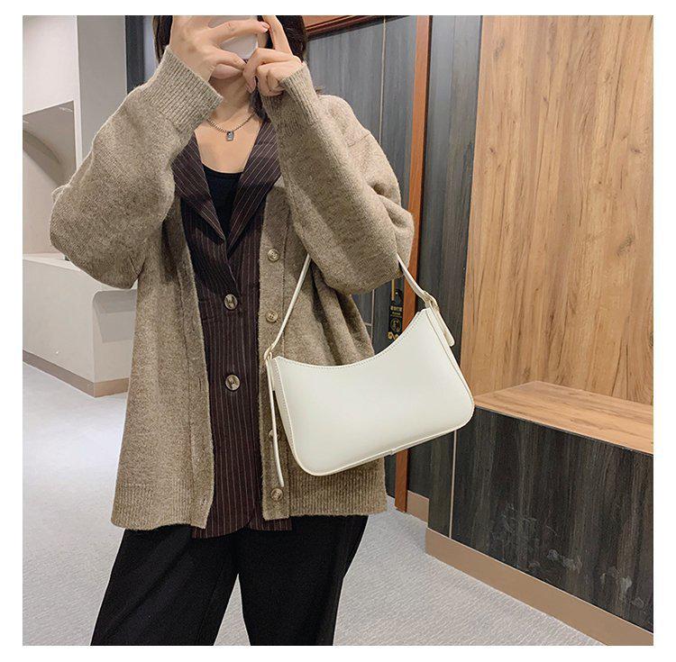 Trendy DIY Solid Color Single Shoulder Retro PU Women's Bag