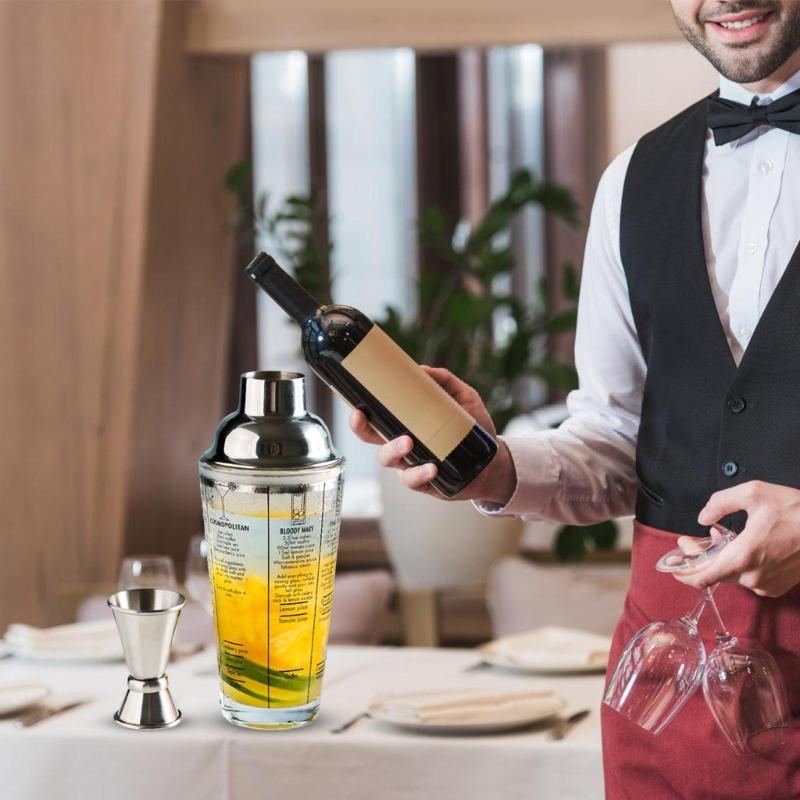 Elegant 400ml Cocktails Mixing Set Shaker Set Including Large Shaker Stirrer and Measuring Cup for Parties