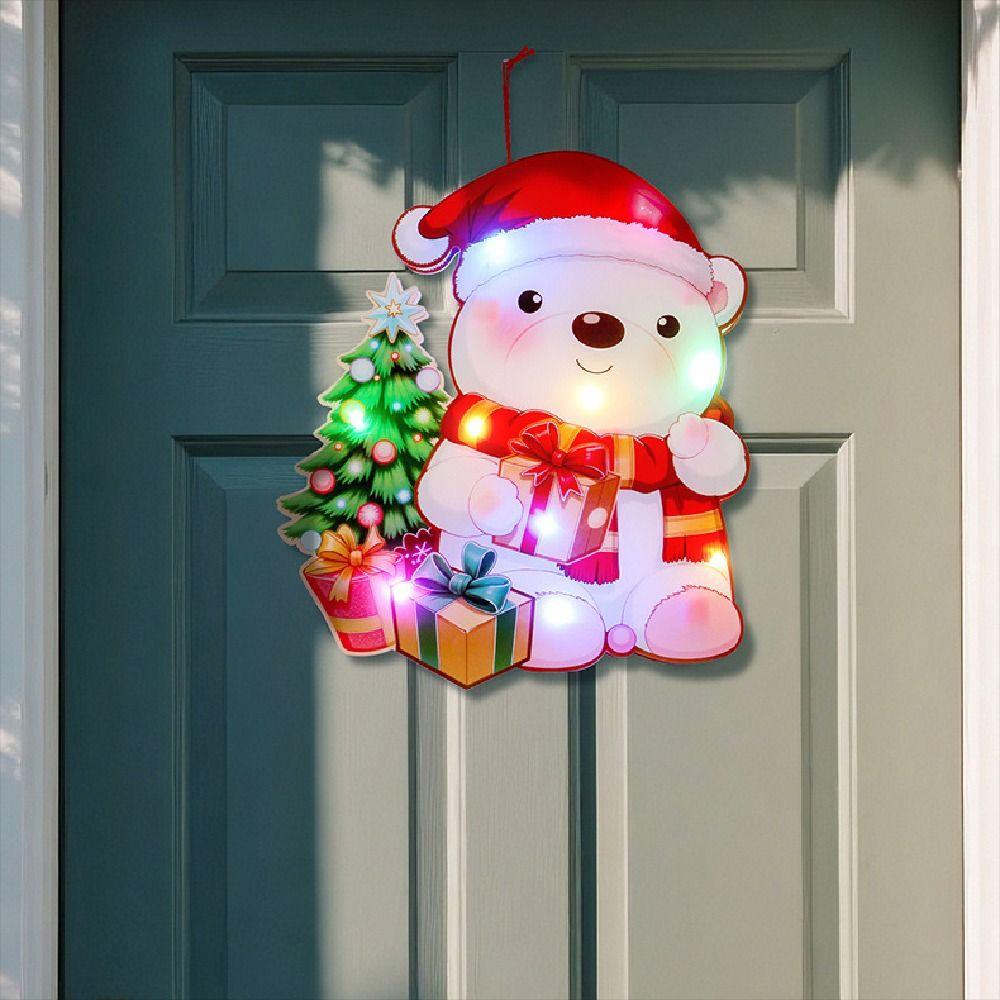 Cartoon Luminous Door Hanging Pendant Elk Christmas Decorations Pendant Kids Gift