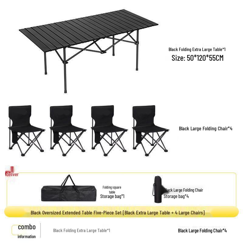 Portable Outdoor Folding Table and Chair Set - Egg Roll Design for Camping and Fishing