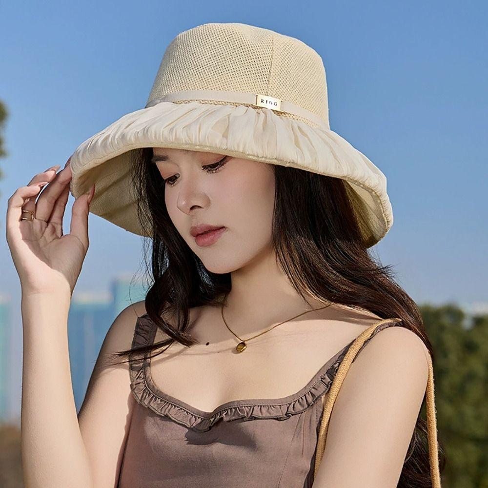 

UV Protection Bucket Hat Large-Brimmed Sun Hat Portable Sunshade Cap хакі