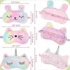 3 Pieces Sleep Mask for Kids, Girls Plush Sleeping Eye Cover Soft Eye Blindfold Cover Animal Shade for Kids(Rainbow Color,Bunny, Cat and Unicorn Style