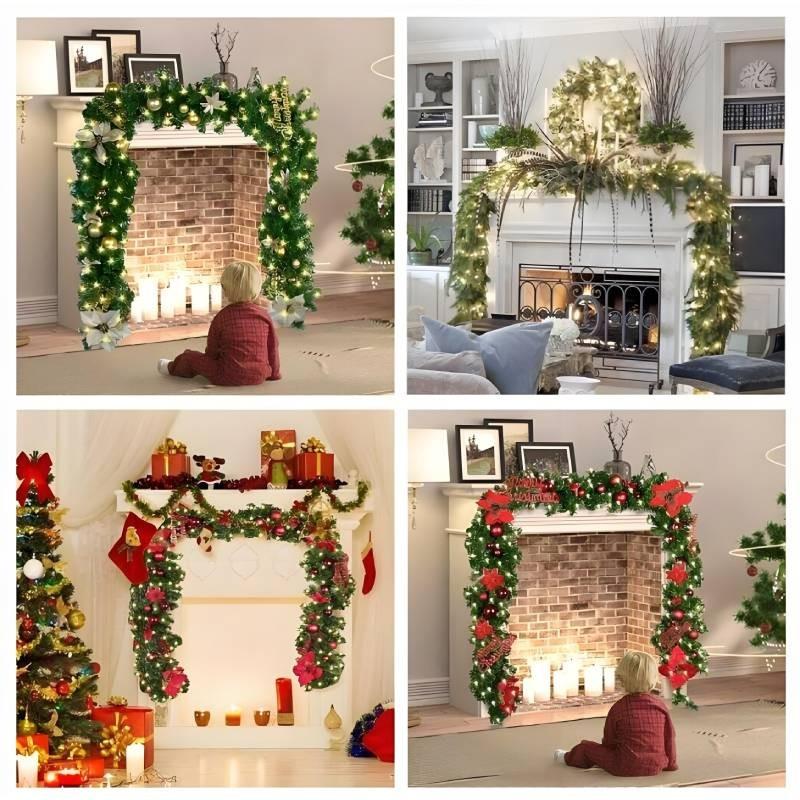 2.7 Meters Luxurious Christmas Garland With Colorful Flowers And Led Lights Perfect For Festive Decorations