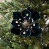 Fabric Plastic Magnolia Flower 25CM DIY Decoration Christmas Artificial Flowers Glitter Poinsettia Xmas Tree Decorations
