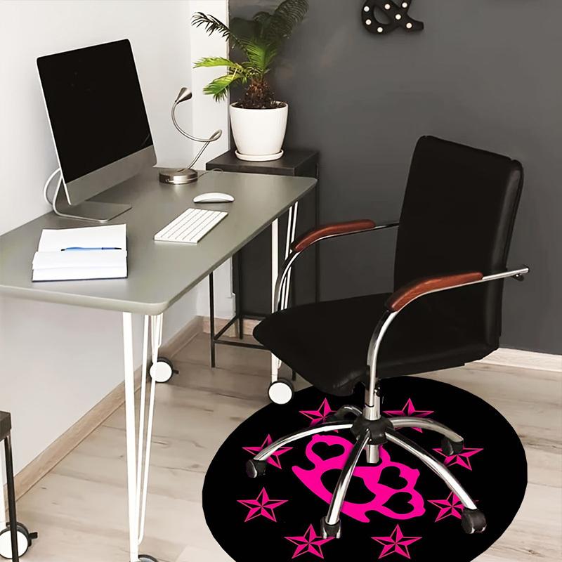 

1pc Pink Knuckle Duster with Stars Round carpet, Made of Polyester,Perfect for Decorating Office Chairs, Living Rooms 80cm