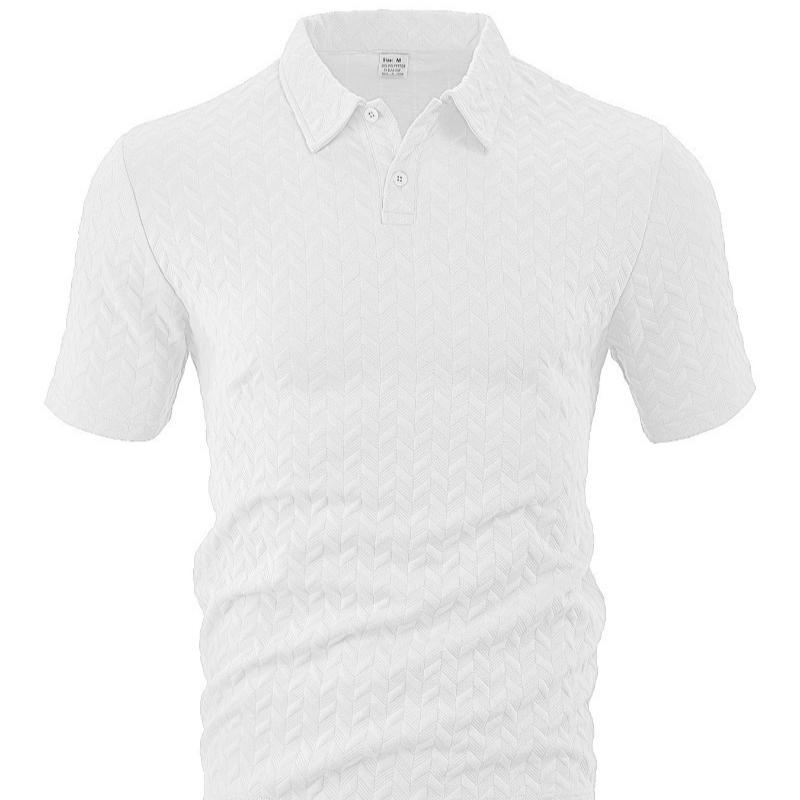 Thin, Breathable, Sweat-wicking, Loose-fitting, Casual, Solid Color Jacquard Men's Short-sleeve Polo Shirt