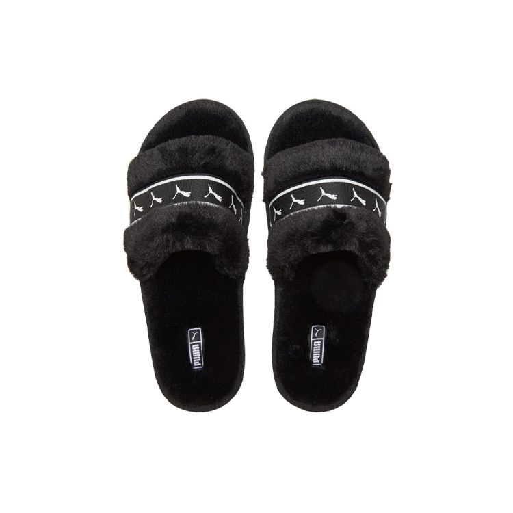 Puma Fluff Remix Slide Black White Women Sneakers 385240-01