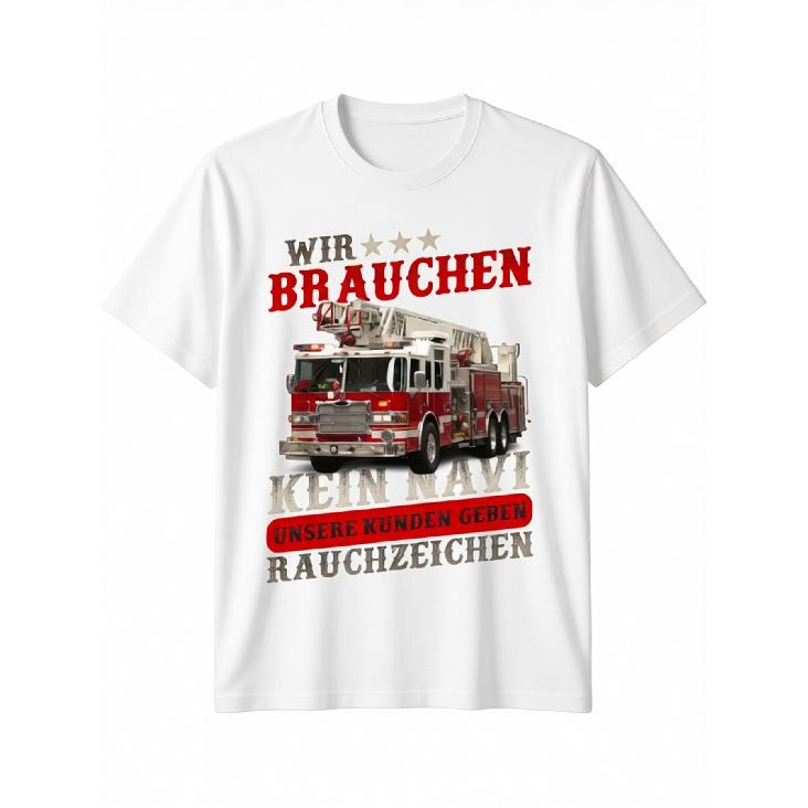 Men's German Firefighter T-Shirt with Fire Brigade Design & Fire Truck/Fireman Print - Casual Short Sleeve Round Neck Tee Suitable for Firemen Gifts,