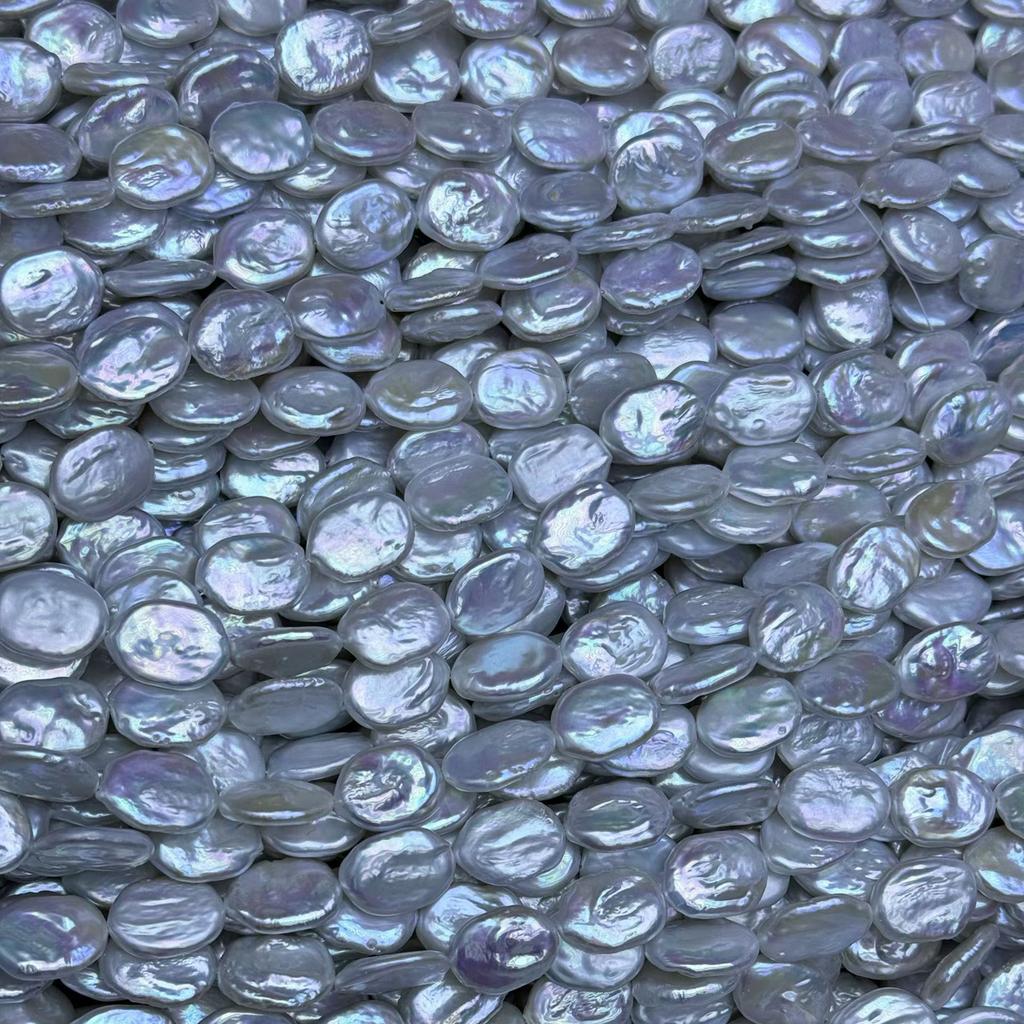 1String, White Natural Freshwater Pearls, Handmade Irregular Ellipse Pearl Beads for Jewelry Making DIY Crafts (Beads 14-16×18-19mm, Length 36cm)