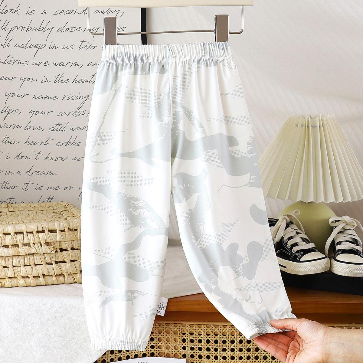 

Летние солнцезащитные штаны с текстурой ледяного шелка для мальчиков и девочек, дышащие солнцезащитные спортивные длинные антимоскитные штаны для малышей 160 серый