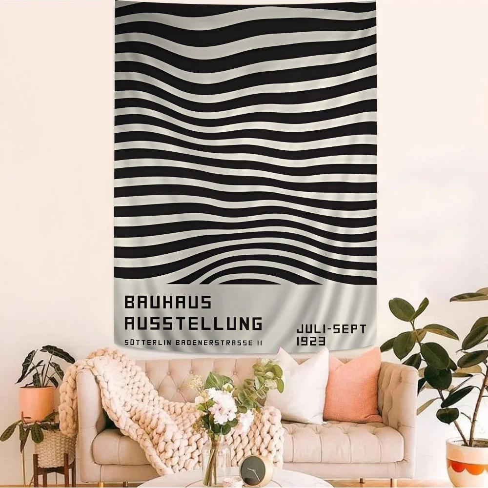 Black and White Minimalist Bauhaus Anime Tapestry Hippie Flower Wall Carpets Dorm Decor Wall Hanging Home Decor