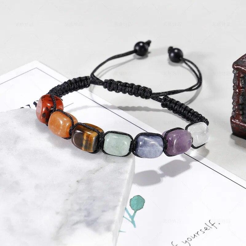 Natural Stone 7 Chakra Bracelets for Women Men Fashion Tiger Eye Yoga Health Care Bracelet Fashion Couple Friendship Jewelry