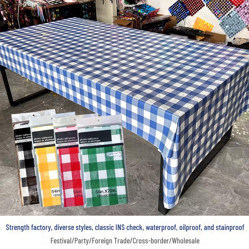 

Black and White Checkered Waterproof Tablecloth for Party Decorations