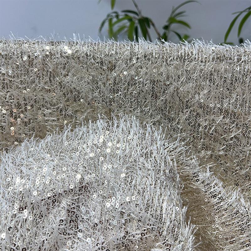 1/3 yardu 5mm Třásně Korálky Vyšívaná Šifonová Látka Svatba Oblečení Dětské Oblečení Módní Materiál na Oblečení