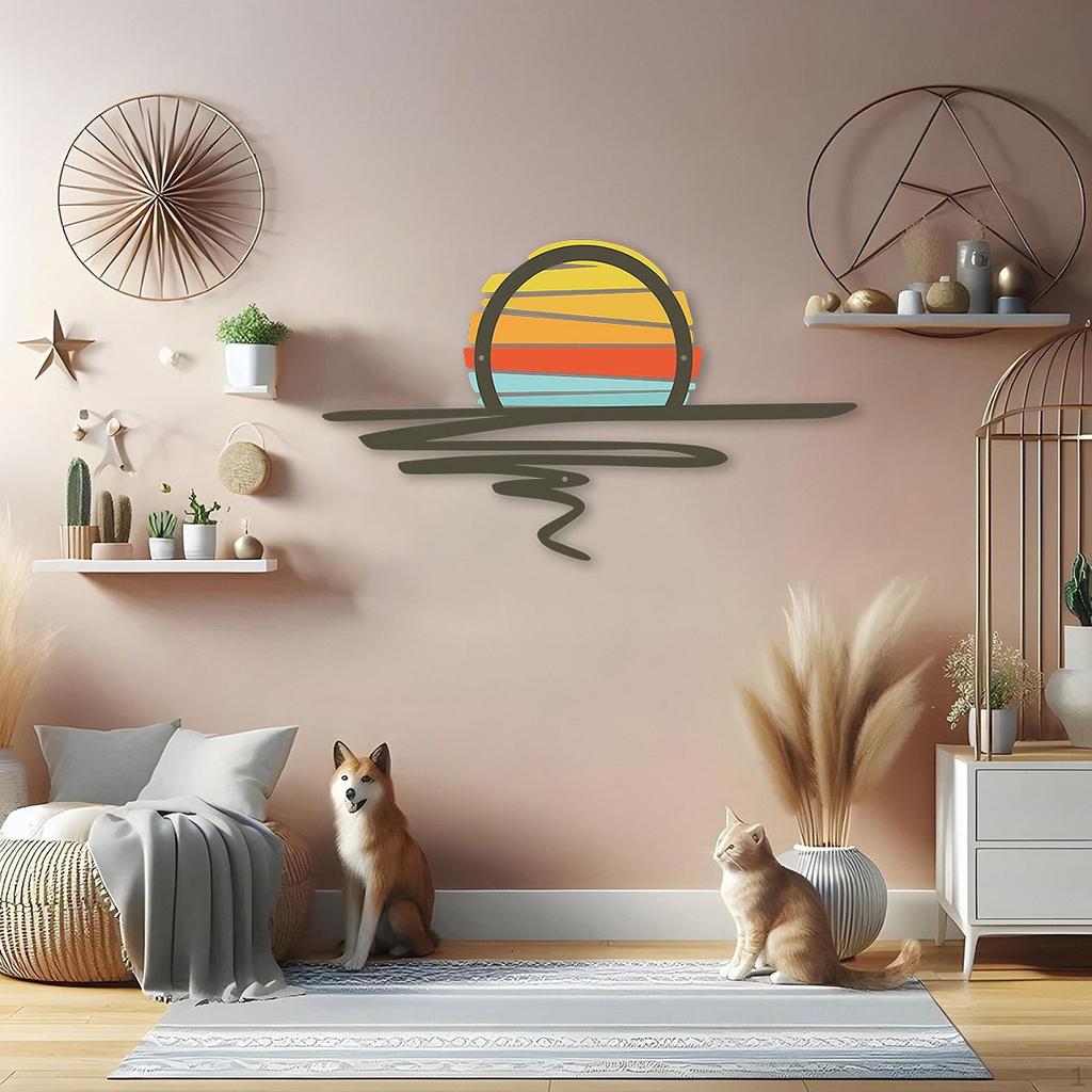 Sunset Metal Wall Art Decoration Sign Unique Crafts Collection Hanging Ornament