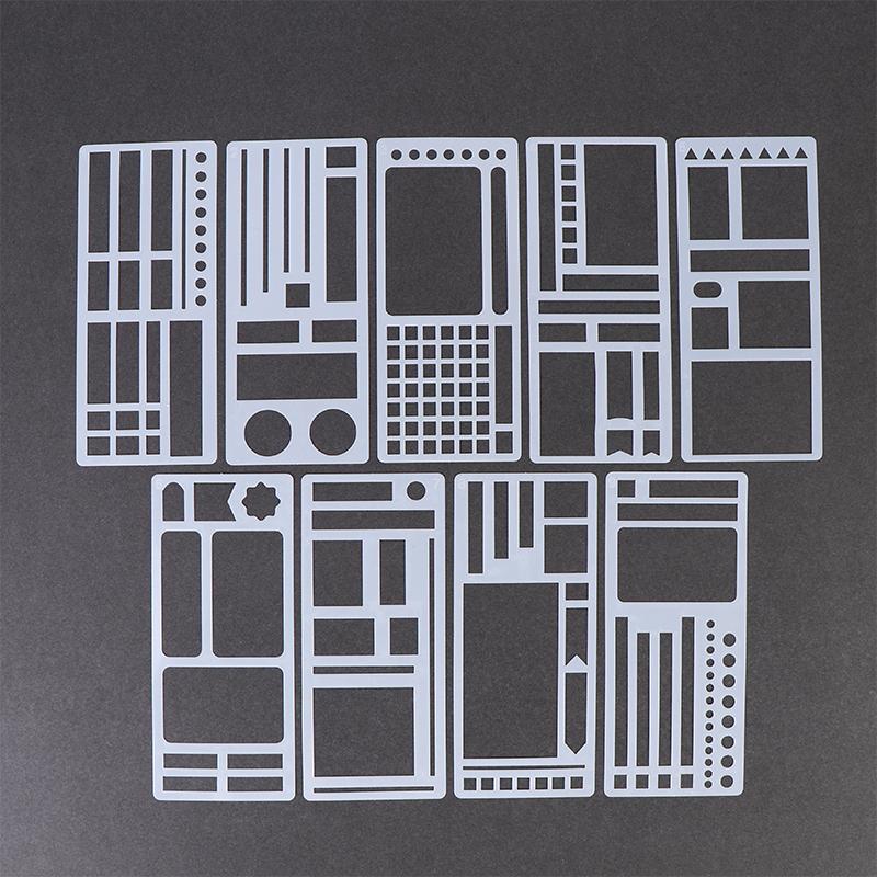 DIY Scrapbooking Record Template Flexible Handmade Stencils Tool 3 9pcs for Drawing Planners Art Craft Projects