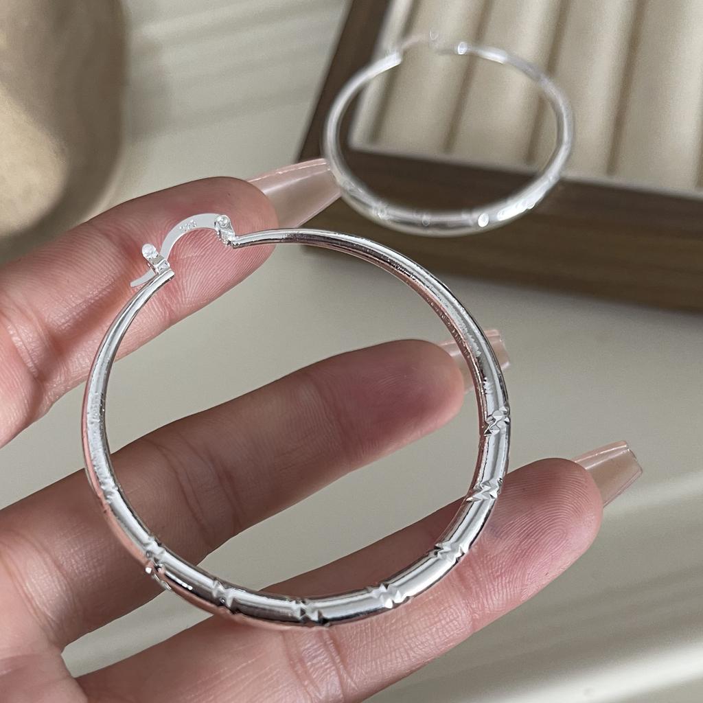 925 Sterling Silber Ohrringe Für Damen Trendige Geometrische Große Kreisohrringe Schmuck Allergiepräventiv Party Geschenk Accessoires