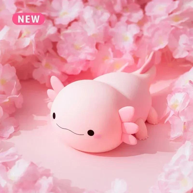 Cute Axolotl Night Light Silicone Nursery Sleeping Lamp Touch Control Nightlights USB Rechargeable Table Lamp for Child