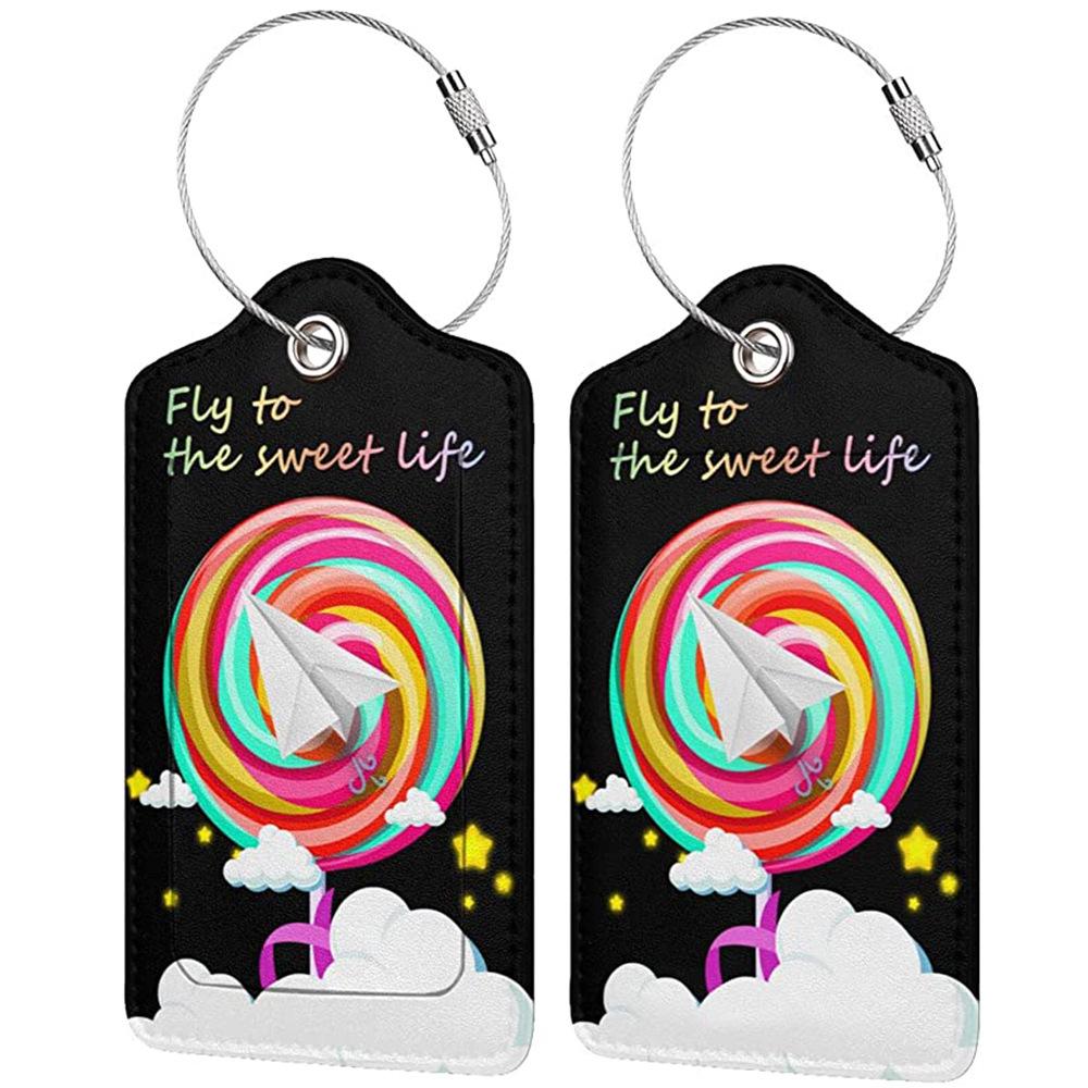Stylish Printed Leather Luggage & ID Tag Set
