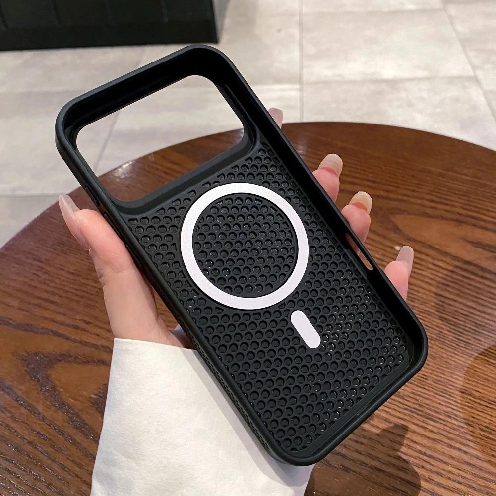 Trendy Hollow Mesh Cooling For Magsafe Case For iPhone 17 Air 16 15 14 13 12 Plus Pro Max Magnetic Honeycomb Breathable Cover