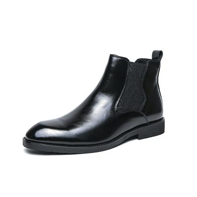 İngiliz Stili Erkek Chelsea Botlar Sivri Burun Ayakkabılar Düğün İçin Yüksek Bilekli Trend Kış Erkek İş Deri Kısa Botlar