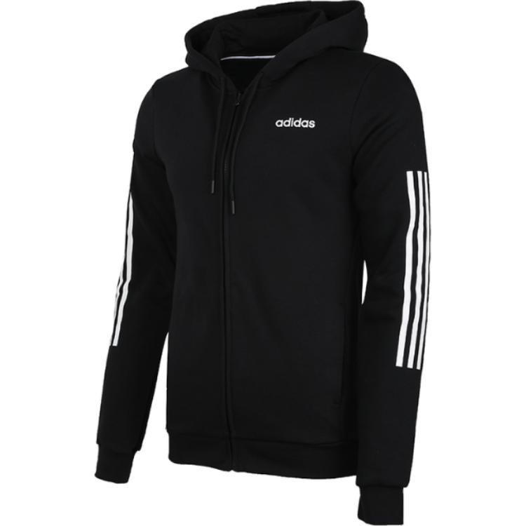 Adidas M CE 3S Zip Hoodie Logo Striped Jacket Men Jacket Black DZ7696