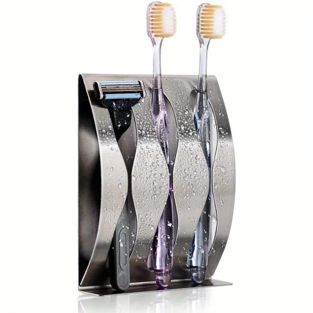 2/3 Holes Stainless Steel Toothbrush Rack Self-Adhesive Toothbrush Holder  for Bathroom